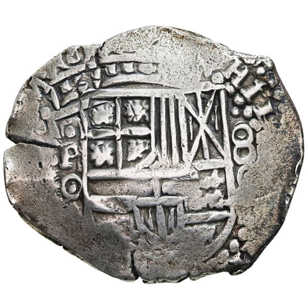 BOLIVIA, Potosí, cob 8 reales, 1650 O, with crowned-L countermark on cross.