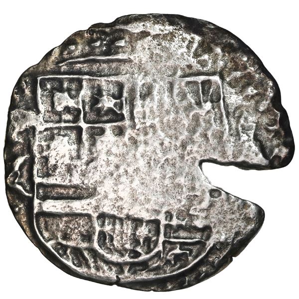BOLIVIA, Potosí, cob 4 reales, 1649 Z, with crowned-L countermark on cross.