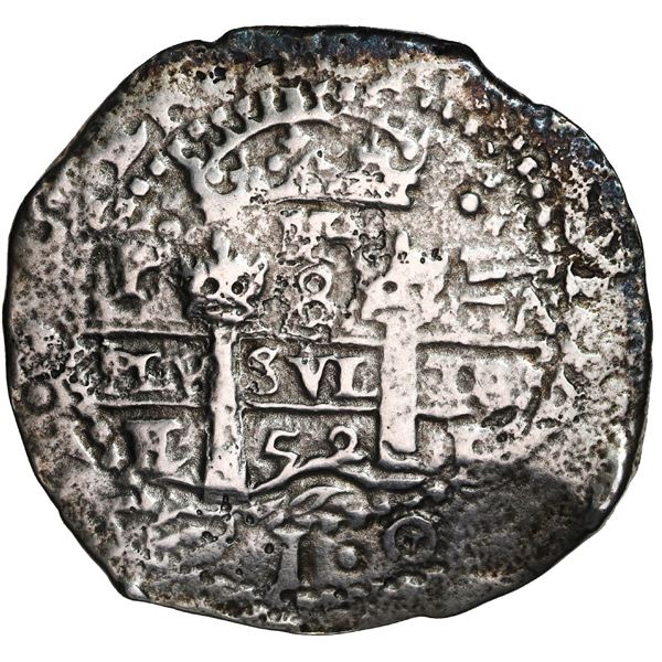 BOLIVIA, Potosí, cob 8 reales, 1652 E, Transitional Type VII/B, rare.