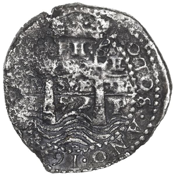 BOLIVIA, Potosí, cob 8 reales, 1652 E, post-transitional (Transitional Type VIII/B), 1-PH-6 at top, 