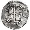 Image 2 : BOLIVIA, Potosí, cob 8 reales, 1653 E, •PH• at top, •pomegranate• above cross.