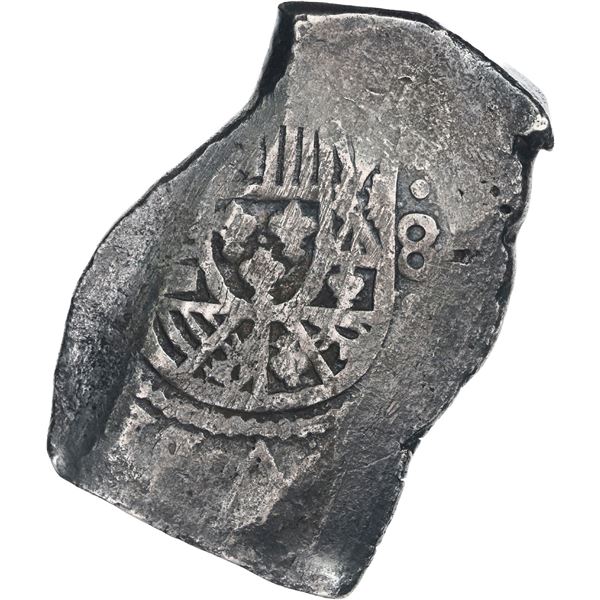 MEXICO, Mexico City, cob 8 reales, (1714) (J), new style shield, old style cross.