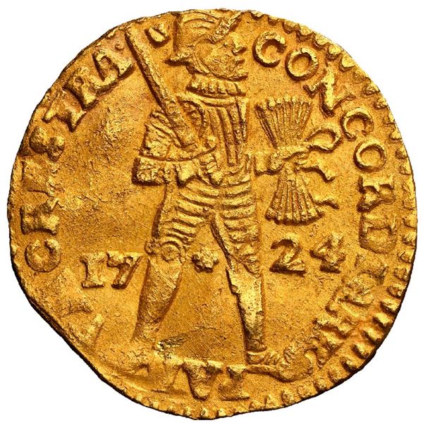 NETHERLANDS (United), Utrecht, gold ducat, 1724, NGC MS 62 (Shipwreck Blue Label).