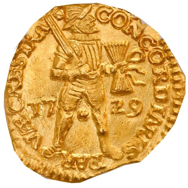 NETHERLANDS (United), Utrecht, gold ducat, 1729, NGC MS 62 (Shipwreck Blue Label).