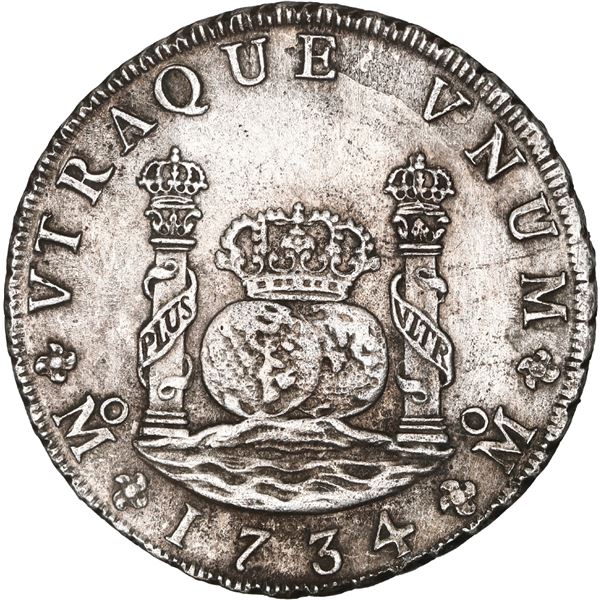 MEXICO, Mexico City, pillar 8 reales, Philip V, 1734 MF.