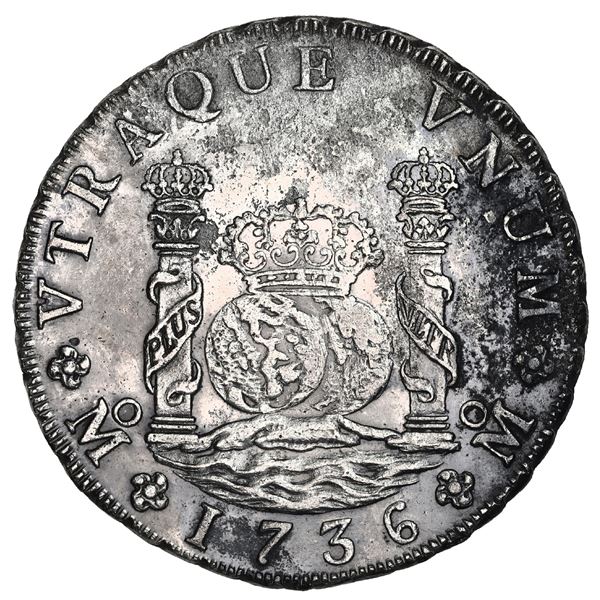 MEXICO, Mexico City, pillar 8 reales, Philip V, 1736 MF.