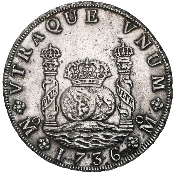 MEXICO, Mexico City, pillar 8 reales, Philip V, 1736 MF.