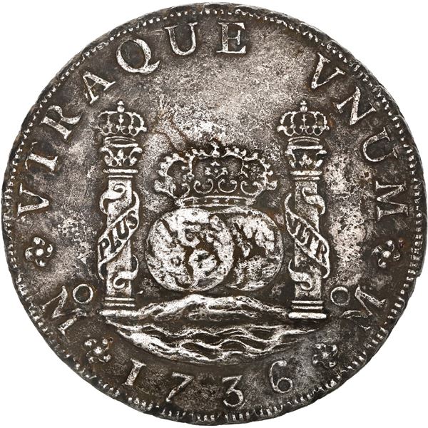 MEXICO, Mexico City, pillar 8 reales, Philip V, 1736 MF.