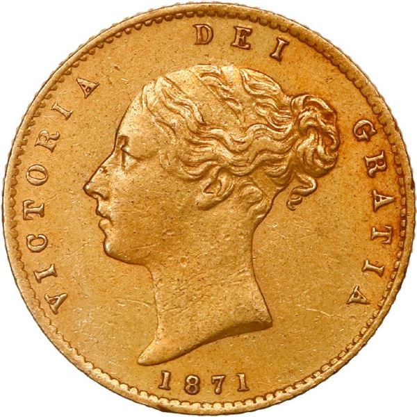 AUSTRALIA (under Great Britain), Sydney, gold 1/2 sovereign, Victoria (young head), 1871-S.