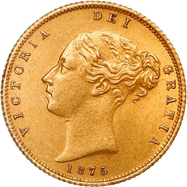 AUSTRALIA (under Great Britain), Sydney, gold 1/2 sovereign, Victoria (young head), 1875-S.