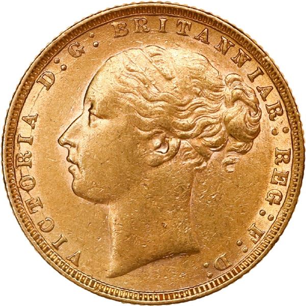 GREAT BRITAIN, London, England, gold sovereign, Victoria (young head), 1872, St. George type.