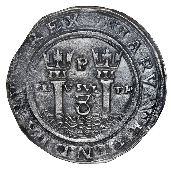 PERU, Lima, 8 reales, Philip II, assayer Rincón to left, king's name as PHILPVS, legends HISPA /