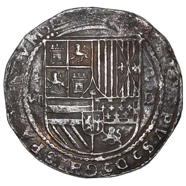 PERU, Lima, cob 8 reales, Philip II, assayer Diego de la Torre, *-oVIII to left, P-oD to right, ex-P