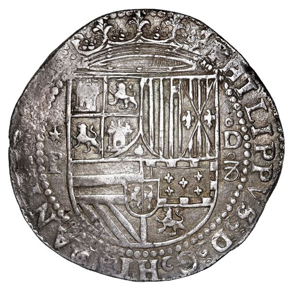 PERU, Lima, cob 8 reales, Philip II, assayer Diego de la Torre, *-P to left, oD-o8 (open left top) t