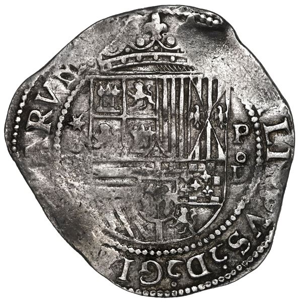 PERU, Lima, cob 4 reales, Philip II, assayer Diego de la Torre, *-oIIII to left, P-oD to right, ex-P