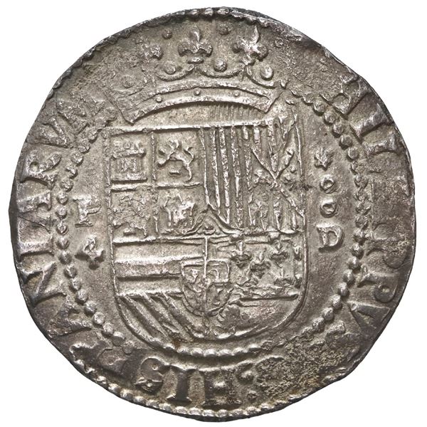 PERU, Lima, cob 4 reales, Philip II, assayer Diego de la Torre, P-4 to left, *-oD to right, ex-Ponte