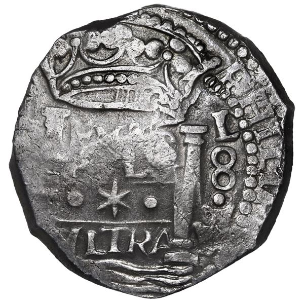 PERU, Lima, cob 8 reales, 1660 V, no date below VLTRA, very rare, ex-Ponte, ex-Sellschopp.