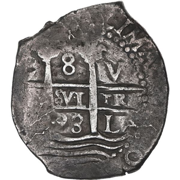 PERU, Lima, cob 8 reales, 1693 V.
