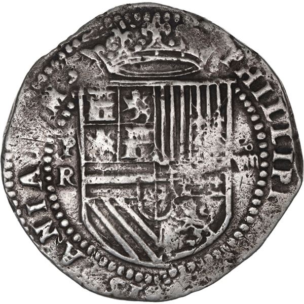 BOLIVIA, Potosí, cob 8 reales, Philip II, assayer Rincon, very rare, ex-Woodside.