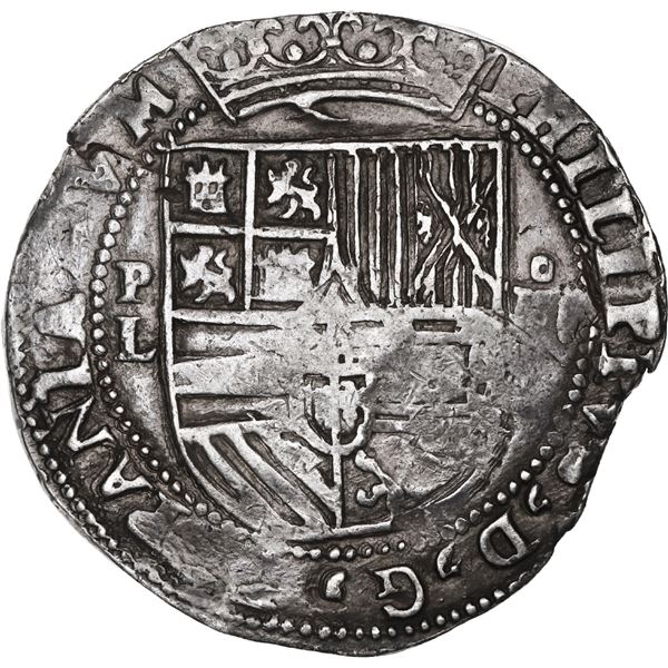 BOLIVIA, Potosí, cob 8 reales, Philip II, assayer L (1st period), rare, ex-Ponte.