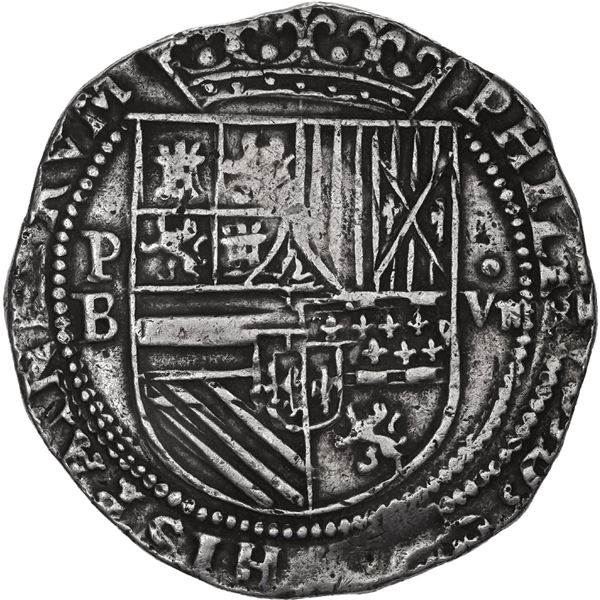 BOLIVIA, Potosí, cob 8 reales, Philip II, assayer B (1st period), HISPANIARVM with H, rare, ex-Seaby