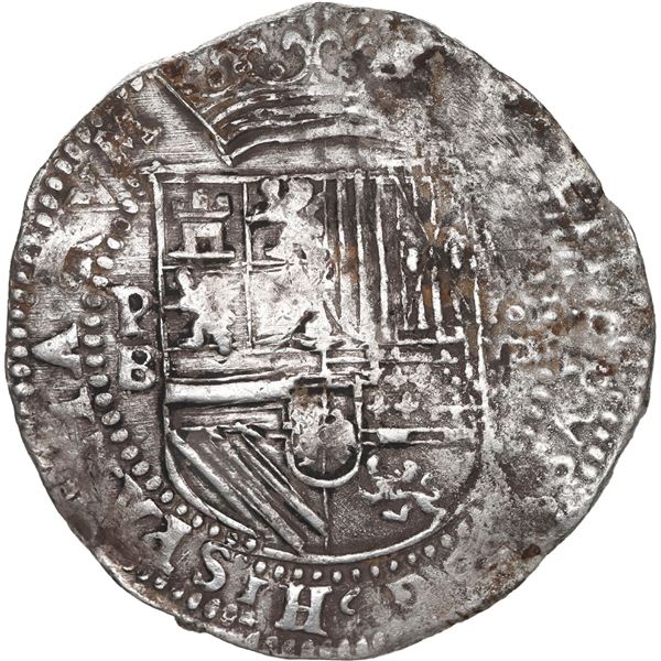 BOLIVIA, Potosí, cob 8 reales, Philip II, assayer B (2nd period, "Great Module").