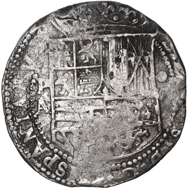 BOLIVIA, Potosí, cob 8 reales, Philip II, assayer A/B, very rare.