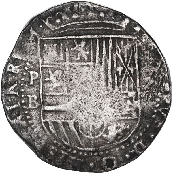 BOLIVIA, Potosí, cob 8 reales, Philip II, assayer B (4th period).