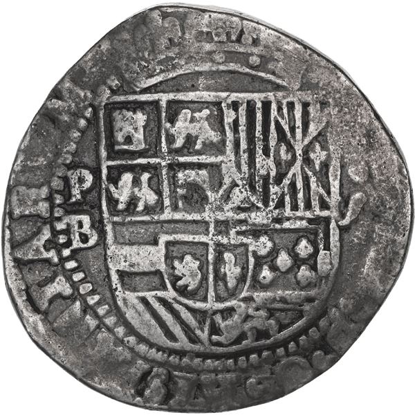 BOLIVIA, Potosí, cob 8 reales, Philip II, assayer B (5th period, early style).