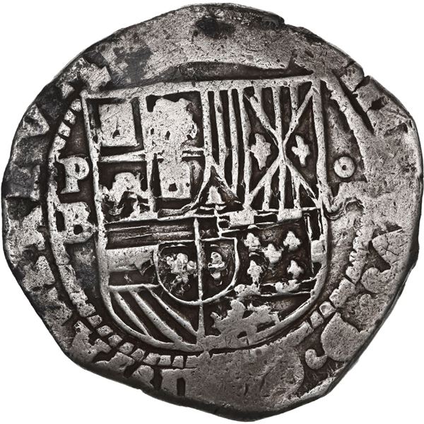 BOLIVIA, Potosí, cob 8 reales, Philip II, assayer B (5th period, early style), ex-Woodside.