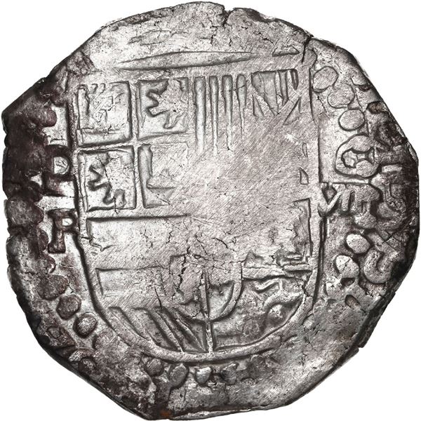 BOLIVIA, Potosí, cob 8 reales, Philip III, assayer R (curved leg).