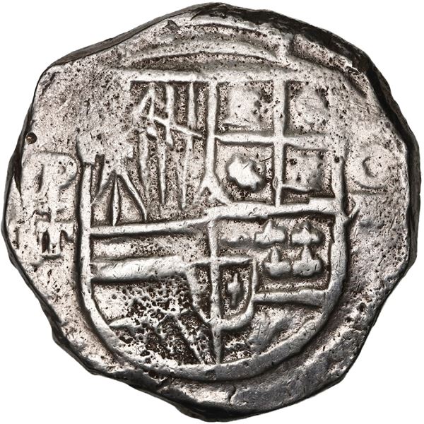 BOLIVIA, Potosí, cob 8 reales, Philip III, assayer T, upper half of shield and quadrants of cross tr