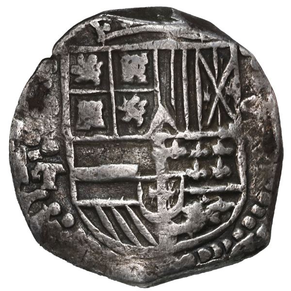 BOLIVIA, Potosí, cob 8 reales, 1624 T, lions and castles transposed in shield and cross, "flat" lion