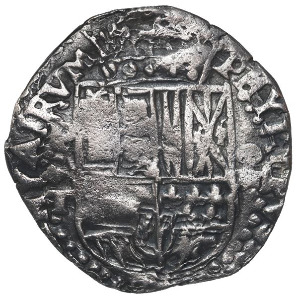 BOLIVIA, Potosí, cob 8 reales, 1624 T, lions and castles transposed in shield and cross, "flat" lion