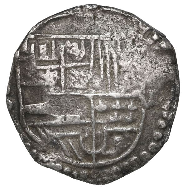 BOLIVIA, Potosí, cob 8 reales, 1625 P, quadrants of cross transposed, "flat" lions, very rare, ex-Po