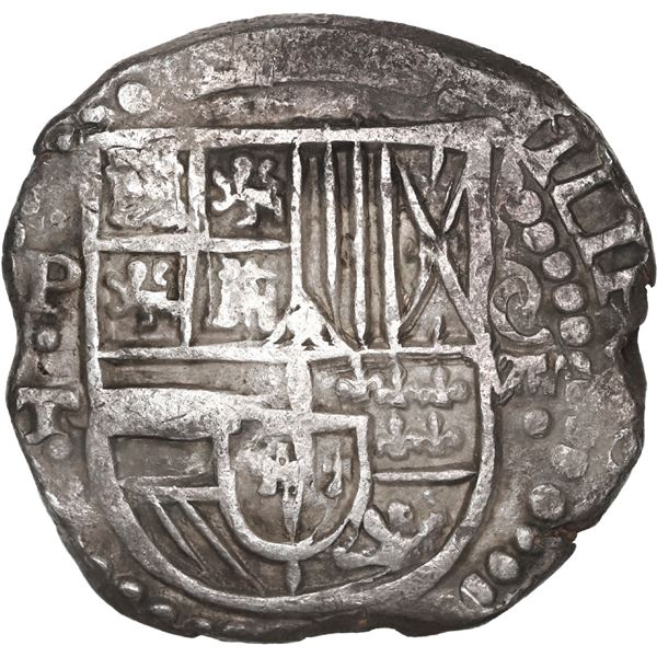 BOLIVIA, Potosí, cob 8 reales, Philip IV, assayer T (late 1620s), reverse legend rotated 90 degrees 