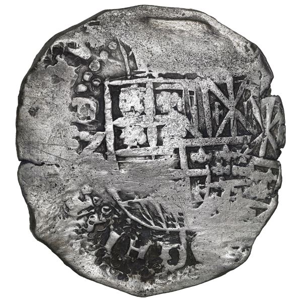 BOLIVIA, Potosí, cob 8 reales, 1649 Z, with crowned-L countermark on cross, ex-Capitana (1654), ex-M