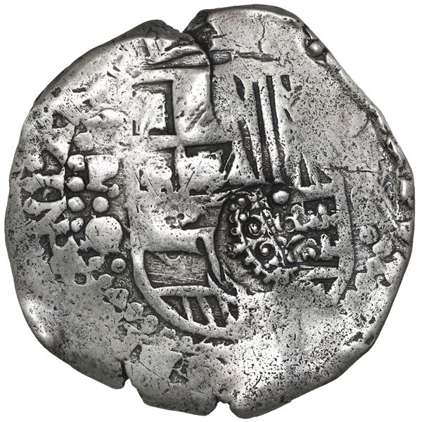 BOLIVIA, Potosí, cob 8 reales, 1649 O/sR, rare, with crowned-•F• countermark on shield, ex-Capitana