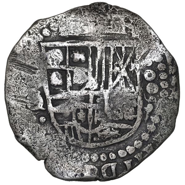 BOLIVIA, Potosí, cob 8 reales, 1649 O/sR, rare, with crowned-L countermark on cross, ex-Capitana (16
