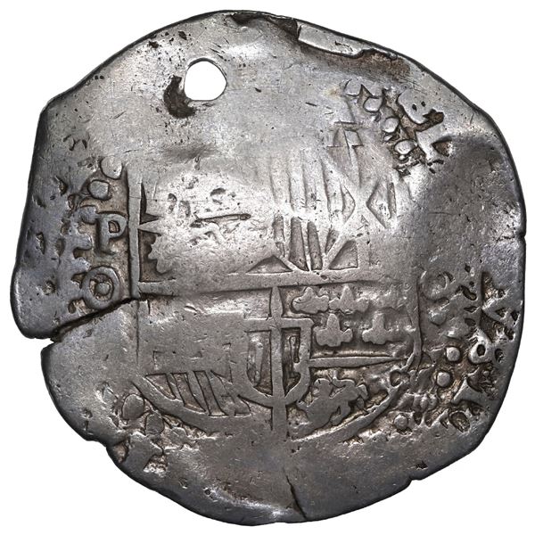 BOLIVIA, Potosí, cob 8 reales, 1649 O, retrograde 4 in date (very rare), with Guatemala sun-over-mou