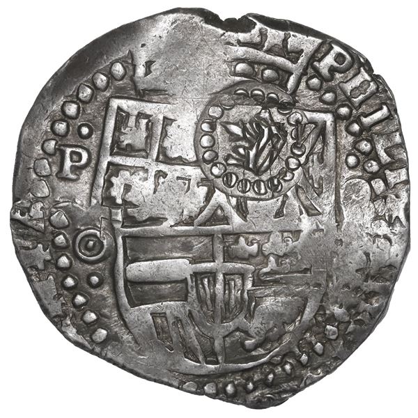 BOLIVIA, Potosí, cob 8 reales, 1649 O, with crown-alone countermark on shield, ex-Sellschopp (Plate)