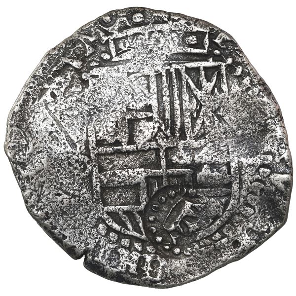 BOLIVIA, Potosí, cob 8 reales, 1649 O, with crown-alone countermark on shield, ex-Capitana, ex-Ponte