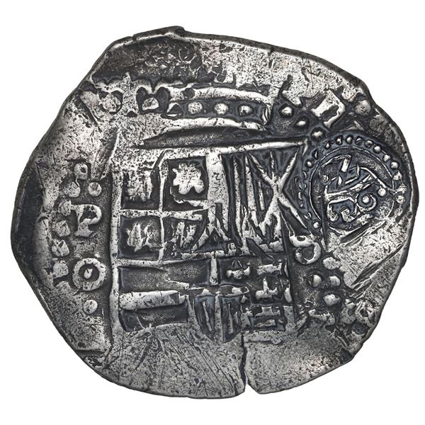 BOLIVIA, Potosí, cob 8 reales, 1649 O, with crowned-script-Z countermark on shield (very rare), ex-C