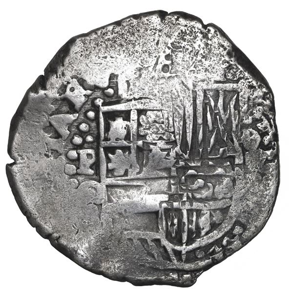 BOLIVIA, Potosí, cob 8 reales, (1649) O, with crowned-L and crowned-arms countermarks on cross (very