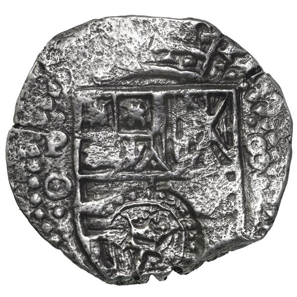 BOLIVIA, Potosí, cob 8 reales, (1649) O, with crowned-T countermarks (two different) on shield and c