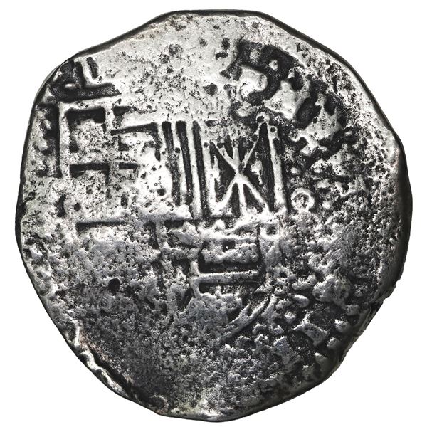BOLIVIA, Potosí, cob 8 reales, (1649-50) (Z or O), with crowned-O countermark on cross, ex-Capitana,