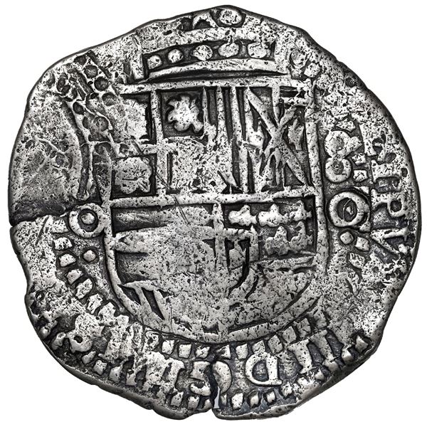 BOLIVIA, Potosí, cob 8 reales, 1650 (Spanish 5) O, with crowned-L and crowned-arms countermarks on c