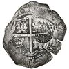 Image 2 : BOLIVIA, Potosí, cob 8 reales, 1650 O, with crowned-T and crowned-L countermarks on cross (very rare