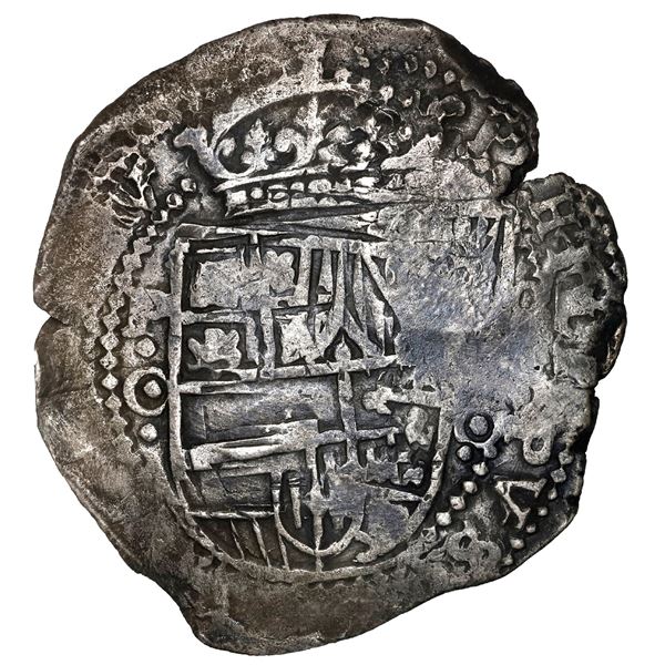 BOLIVIA, Potosí, cob 8 reales, 1650 O, with crowned-T countermark (rare) on cross, ex-Maravillas, ex