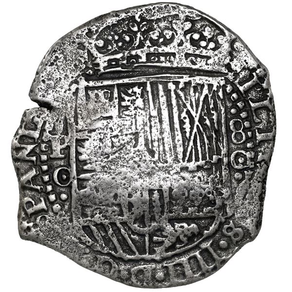 BOLIVIA, Potosí, cob 8 reales, 1650 O, with crowned-• countermark (extremely rare) on cross, ex-Capi